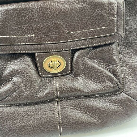 Coach Penelope Convertible Brown Leather Shoulder Bag Crossbody Handbag Purse - Picture 3 of 8